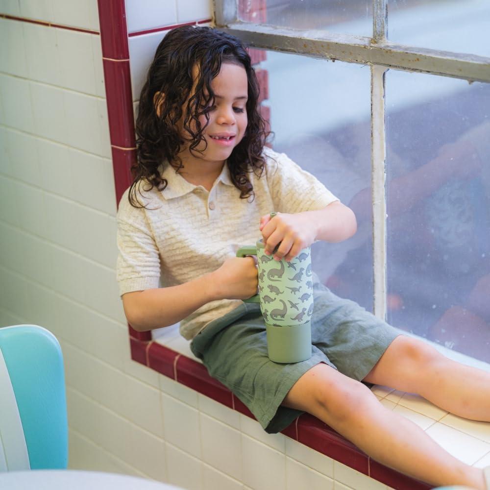 imageHydroJug Kids 20 oz Insulated Kids Water Bottle with Flip Straw ampamp Handle LeakProof ampamp Durable Perfect for School Sports Lunch Travel ampamp Camp Alumni RedDinosaur