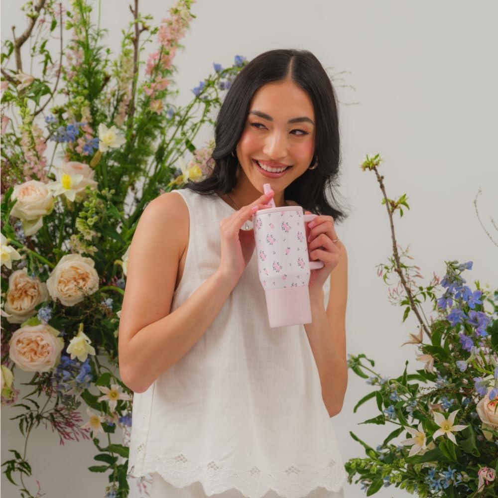 imageHydroJug Kids 20 oz Insulated Kids Water Bottle with Flip Straw ampamp Handle LeakProof ampamp Durable Perfect for School Sports Lunch Travel ampamp Camp Alumni RedWildrose