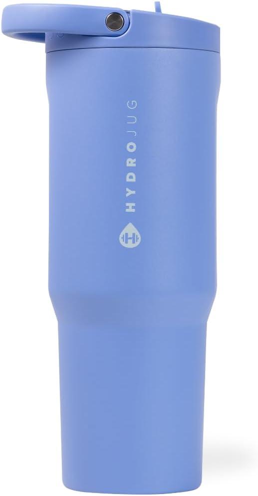 imageHydroJug Sport Stainless Steel Tumbler with Straw Vacuum Insulated 40oz Leakproof Water Bottle Ergonomic Design Reusable Dishwasher Safe Rubber Base Durable for Gym or Outdoors Alumni RedLight Blue