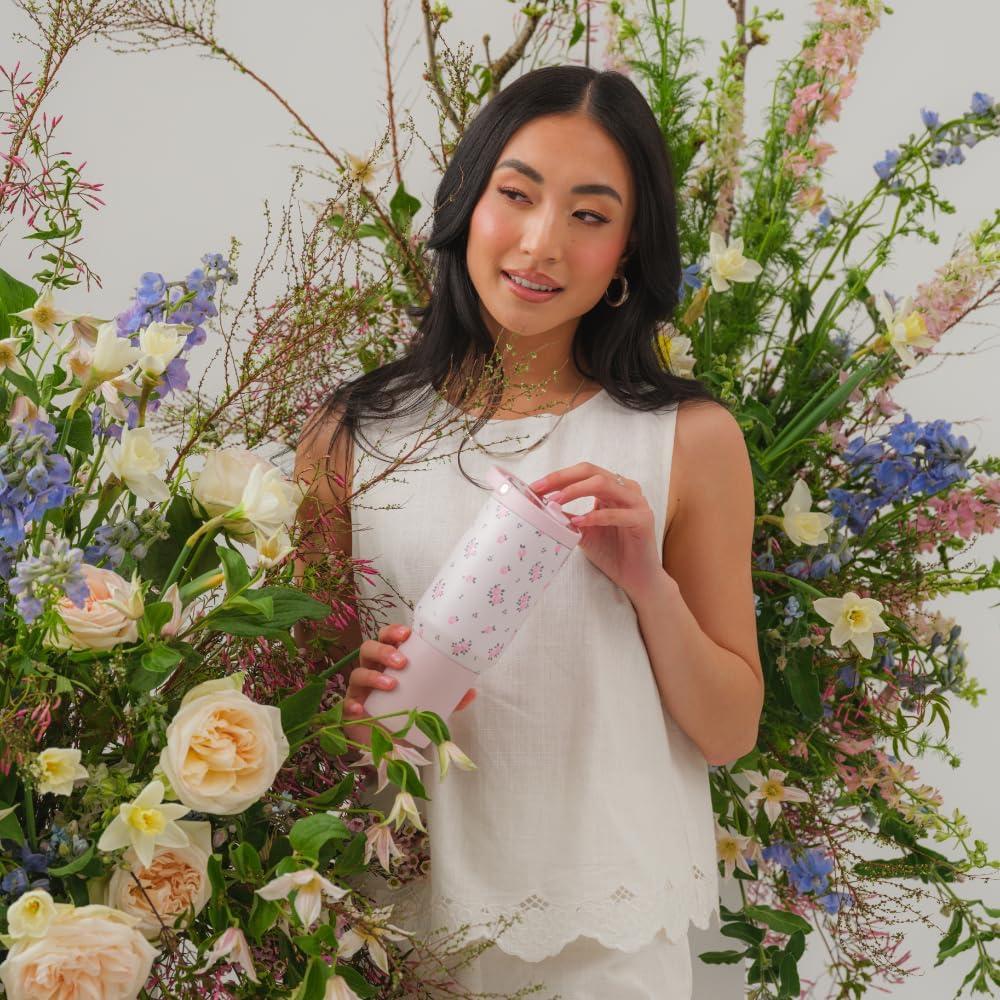 imageHydroJug Sport Stainless Steel Tumbler with Straw Vacuum Insulated 40oz Leakproof Water Bottle Ergonomic Design Reusable Dishwasher Safe Rubber Base Durable for Gym or Outdoors Alumni RedWildrose