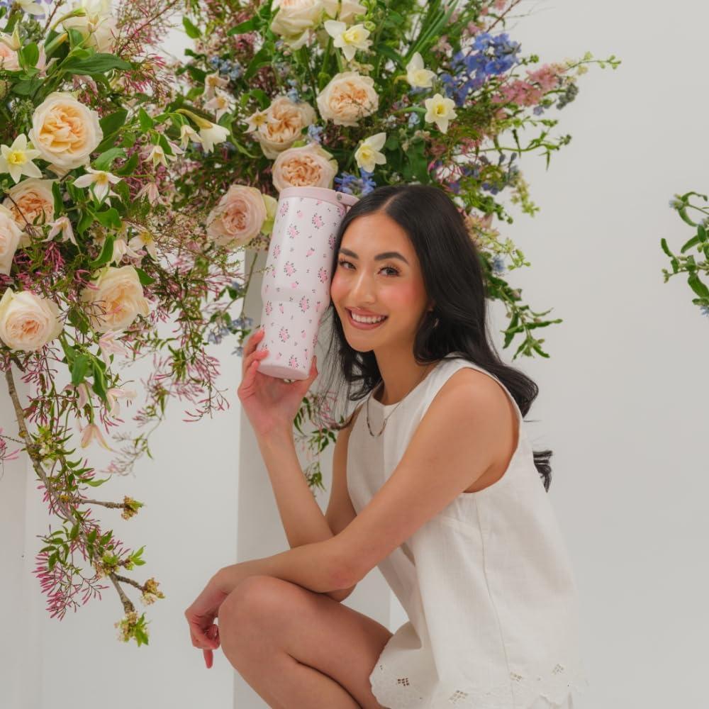 imageHydroJug Sport Stainless Steel Tumbler with Straw Vacuum Insulated 40oz Leakproof Water Bottle Ergonomic Design Reusable Dishwasher Safe Rubber Base Durable for Gym or Outdoors Alumni RedWildrose