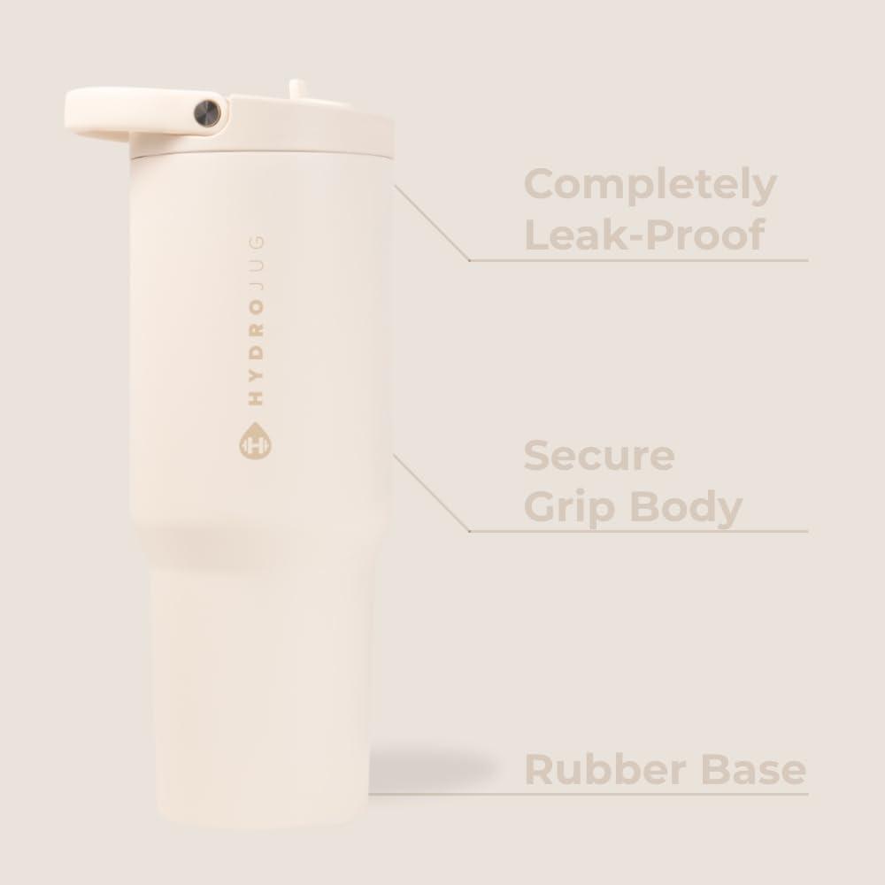imageHydroJug Sport Stainless Steel Tumbler with Straw Vacuum Insulated 40oz Leakproof Water Bottle Ergonomic Design Reusable Dishwasher Safe Rubber Base Durable for Gym or Outdoors Alumni RedCream