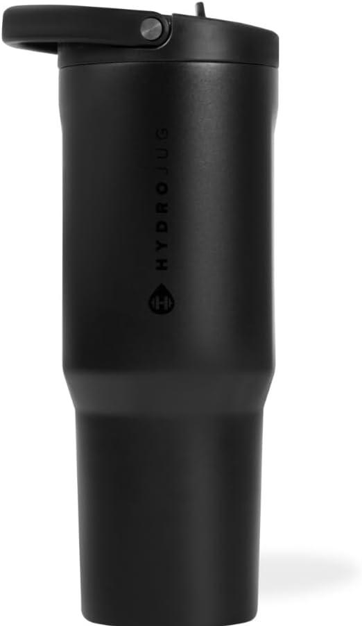 imageHydroJug Sport Stainless Steel Tumbler with Straw Vacuum Insulated 40oz Leakproof Water Bottle Ergonomic Design Reusable Dishwasher Safe Rubber Base Durable for Gym or Outdoors Alumni RedBlack
