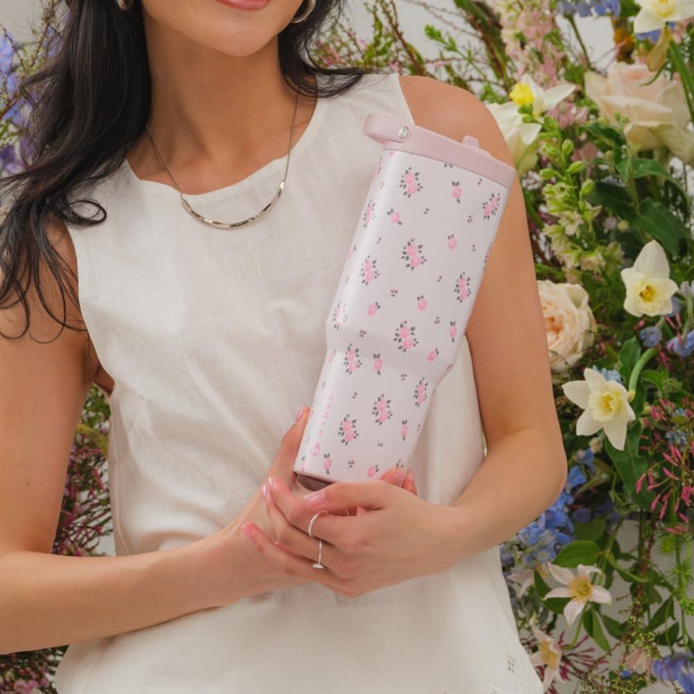 imageHydroJug Sport Stainless Steel Tumbler with Straw Vacuum Insulated 40oz Leakproof Water Bottle Ergonomic Design Reusable Dishwasher Safe Rubber Base Durable for Gym or Outdoors Alumni RedWildrose