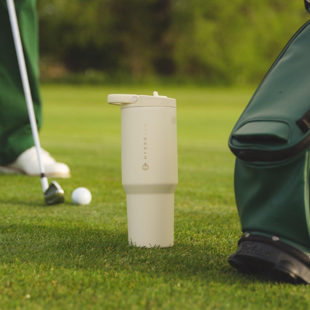 imageHydroJug Sport Stainless Steel Tumbler with Straw Vacuum Insulated 40oz Leakproof Water Bottle Ergonomic Design Reusable Dishwasher Safe Rubber Base Durable for Gym or Outdoors Alumni RedCream