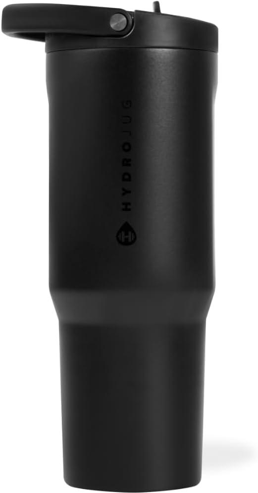 imageHydroJug Sport Stainless Steel Tumbler with Straw Vacuum Insulated 40oz Leakproof Water Bottle Ergonomic Design Reusable Dishwasher Safe Rubber Base Durable for Gym or Outdoors Alumni RedBlack
