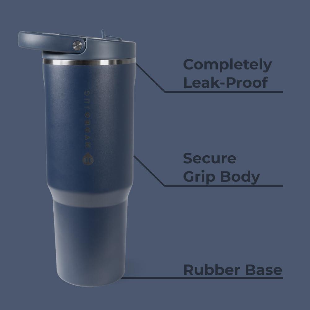 imageHydroJug Sport Stainless Steel Tumbler with Straw Vacuum Insulated 40oz Leakproof Water Bottle Ergonomic Design Reusable Dishwasher Safe Rubber Base Durable for Gym or Outdoors Alumni RedMidnight