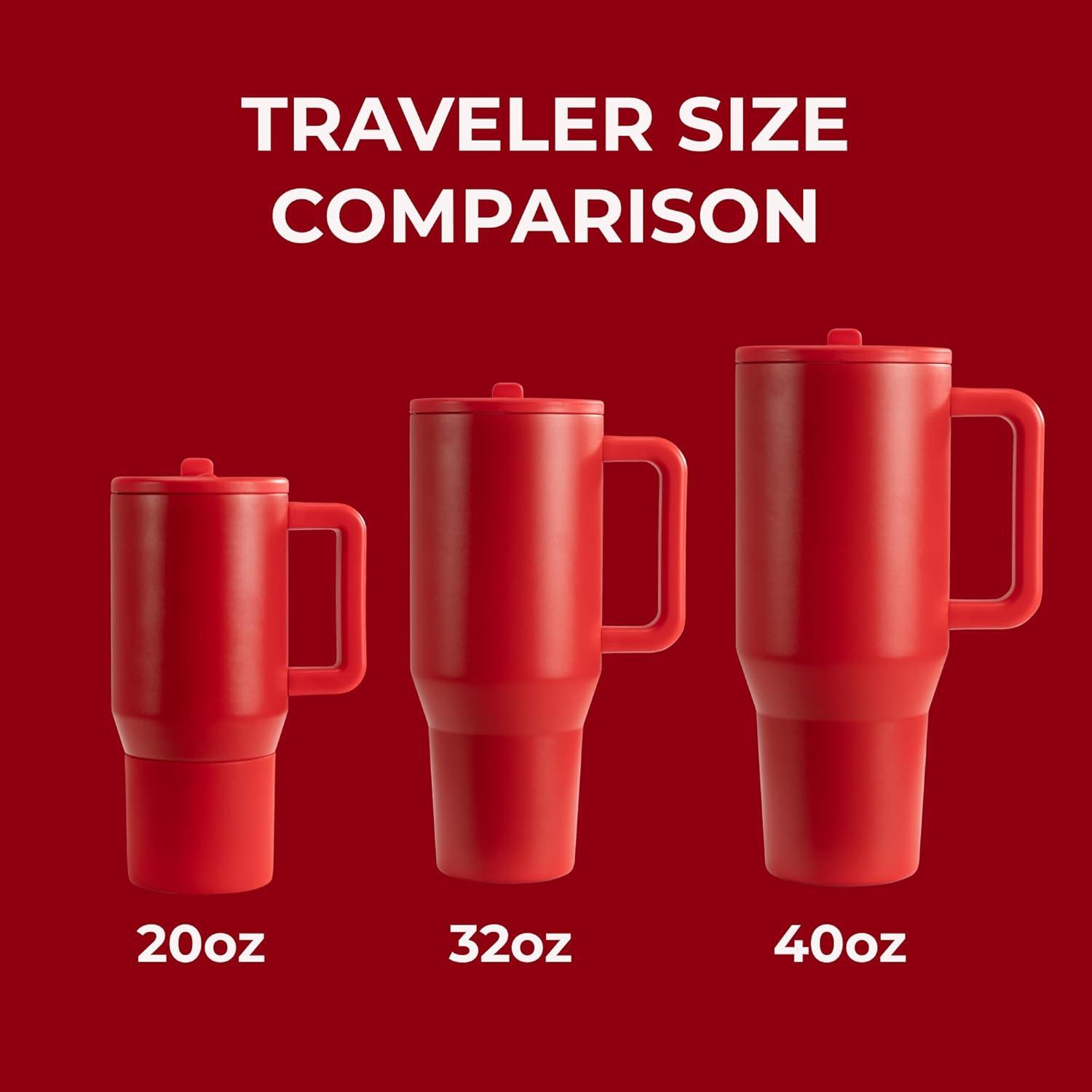 imageHydroJug Traveler 40 oz Water Bottle with Handle ampamp Flip Straw Fits in Cup Holder Leak Resistant TumblerReusable Insulated Stainless Steel ampamp Rubber Base Gifts for Women ampamp Men Alumni RedAlumni Red