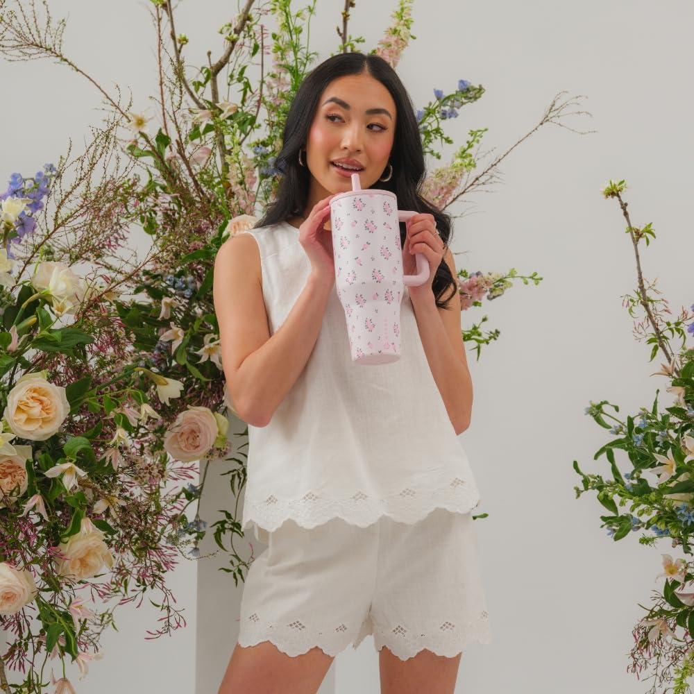 imageHydroJug Traveler 40 oz Water Bottle with Handle ampamp Flip Straw Fits in Cup Holder Leak Resistant TumblerReusable Insulated Stainless Steel ampamp Rubber Base Gifts for Women ampamp Men Alumni RedWildrose