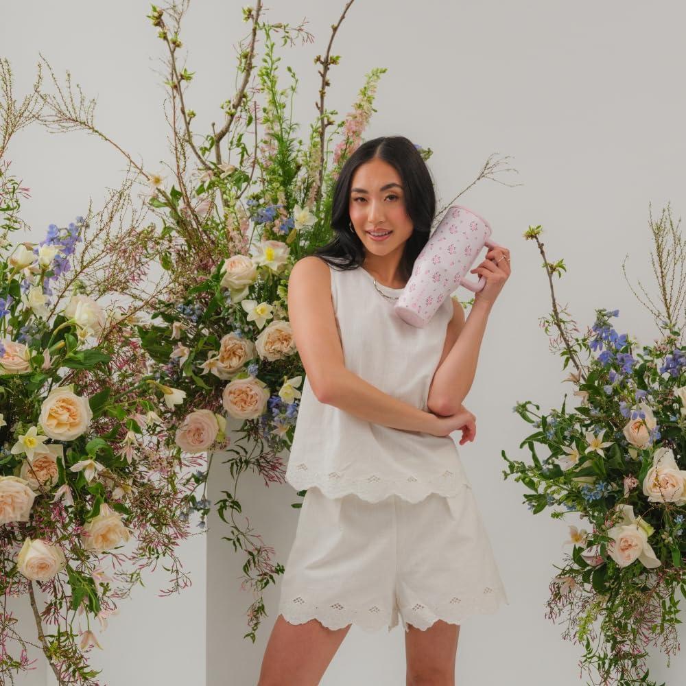 imageHydroJug Traveler 40 oz Water Bottle with Handle ampamp Flip Straw Fits in Cup Holder Leak Resistant TumblerReusable Insulated Stainless Steel ampamp Rubber Base Gifts for Women ampamp Men Alumni RedWildrose