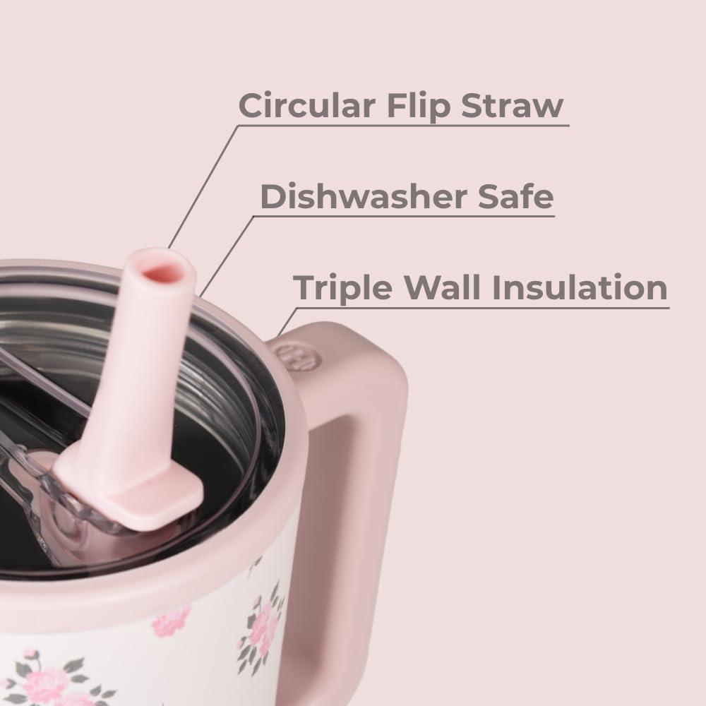 imageHydroJug Traveler 40 oz Water Bottle with Handle ampamp Flip Straw Fits in Cup Holder Leak Resistant TumblerReusable Insulated Stainless Steel ampamp Rubber Base Gifts for Women ampamp Men Alumni RedWildrose