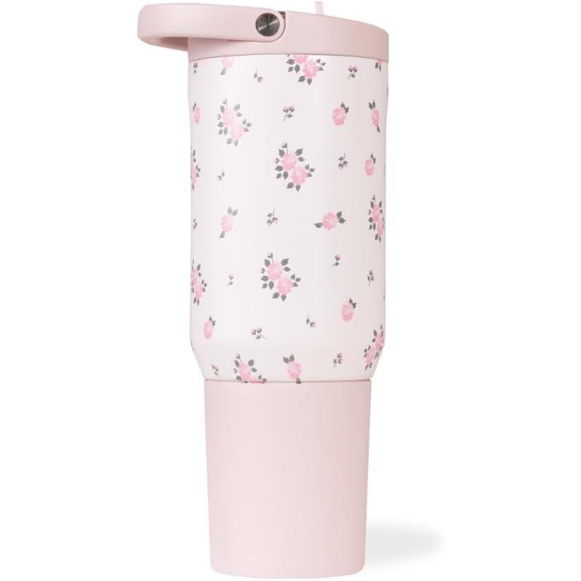 imageHydroJug Sport Stainless Steel Tumbler with Straw Vacuum Insulated 40oz Leakproof Water Bottle Ergonomic Design Reusable Dishwasher Safe Rubber Base Durable for Gym or Outdoors Alumni RedWildrose