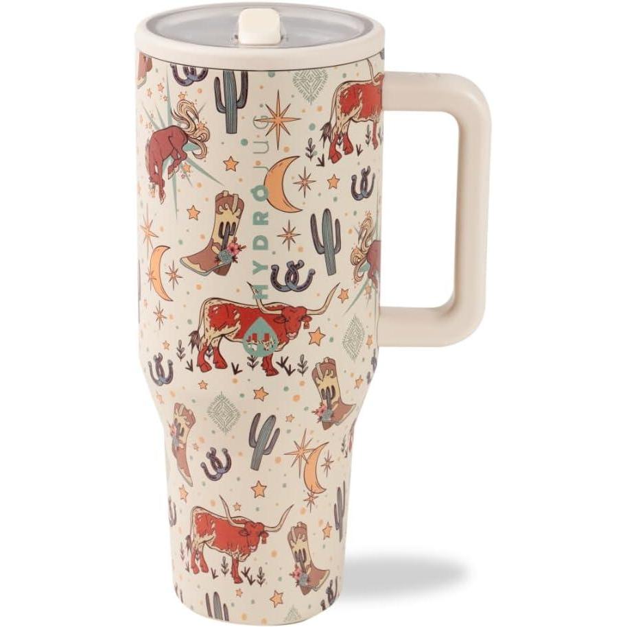 imageHydroJug Traveler  40 oz Water Bottle with Handle ampamp Flip Straw  Fits in Cup Holder Leak Resistant TumblerReusable Insulated Stainless Steel ampamp Rubber Base  Gifts for Women ampamp Men Alumni RedRodeo