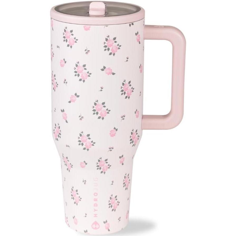 imageHydroJug Traveler  40 oz Water Bottle with Handle ampamp Flip Straw  Fits in Cup Holder Leak Resistant TumblerReusable Insulated Stainless Steel ampamp Rubber Base  Gifts for Women ampamp Men Alumni RedWildrose