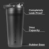 HydroJug 24 oz New Stainless Steel Shaker – Insulated, Leakproof, BPA-Free with Silent Mixing Grate – No Clumps, No Noise – Premium Shaker for Fitness, Sports & Everyday Use, Rodeo(Black)