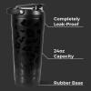 HydroJug 24 oz New Stainless Steel Shaker – Insulated, Leakproof, BPA-Free with Silent Mixing Grate – No Clumps, No Noise – Premium Shaker for Fitness, Sports & Everyday Use, Rodeo(Black Leopard)