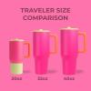 HydroJug Traveler – 40 oz Water Bottle with Handle & Flip Straw – Fits in Cup Holder, Leak Resistant Tumbler-Reusable Insulated Stainless Steel & Rubber Base – Gifts for Women & Men, Alumni Red(Orchid)
