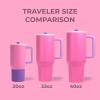 HydroJug Traveler – 40 oz Water Bottle with Handle & Flip Straw – Fits in Cup Holder, Leak Resistant Tumbler-Reusable Insulated Stainless Steel & Rubber Base – Gifts for Women & Men, Alumni Red(Pink Sugar)