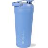 HydroJug 24 oz New Stainless Steel Shaker – Insulated, Leakproof, BPA-Free with Silent Mixing Grate – No Clumps, No Noise – Premium Shaker for Fitness, Sports & Everyday Use, Rodeo(Light Blue)