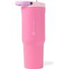 HydroJug Sport – Stainless Steel Tumbler with Straw, Vacuum Insulated, 32oz Leakproof Water Bottle, Ergonomic Design, Reusable, Dishwasher Safe, Rubber Base, Durable for Gym or Outdoors, Alumni Red(Pink Sugar)