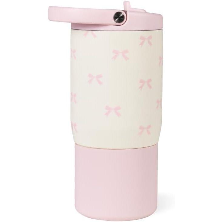 imageHydroJug Kids 14 oz Sport Water Bottle  Stainless Steel Insulated 100 Leakproof With Carry Handle BPAFree  KidFriendly Design  Durable ampamp Dishwasher Safe DinosaurBows