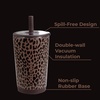 HydroJug Everyday Tumbler 14 oz, Ceramic-Lined Straw Cup, Football(Brown Leopard)