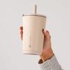 HydroJug Everyday Tumbler 14 oz, Ceramic-Lined Straw Cup, Football(Dune)