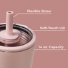 HydroJug Everyday Tumbler 14 oz, Ceramic-Lined Straw Cup, Football(Dusty Rose)