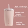 HydroJug Everyday Tumbler 14 oz, Ceramic-Lined Straw Cup, Football(Dusty Rose)