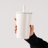 HydroJug Everyday Tumbler 14 oz, Ceramic-Lined Straw Cup, Football(Linen)