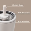 HydroJug Everyday Tumbler 14 oz, Ceramic-Lined Straw Cup, Football(Linen)