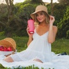 HydroJug Everyday Tumbler 14 oz, Ceramic-Lined Straw Cup, Football(Summer Picnic)