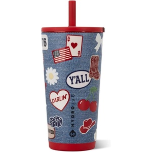 HydroJug Everyday Tumbler 14 oz, Ceramic-Lined Straw Cup, Football(American Honey)