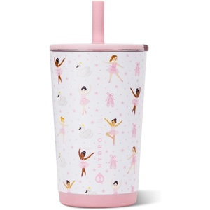 HydroJug Everyday Tumbler 14 oz, Ceramic-Lined Straw Cup, Football(Ballerina)
