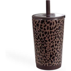 HydroJug Everyday Tumbler 14 oz, Ceramic-Lined Straw Cup, Football(Brown Leopard)
