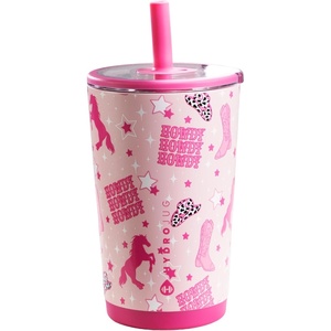 HydroJug Everyday Tumbler 14 oz, Ceramic-Lined Straw Cup, Football(Cowgirl)