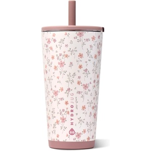 HydroJug Everyday Tumbler 14 oz, Ceramic-Lined Straw Cup, Football(Magnolia)