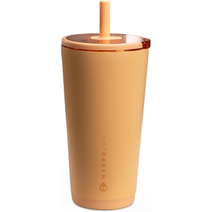 HydroJug Everyday Tumbler 14 oz, Ceramic-Lined Straw Cup, Football(Marigold)