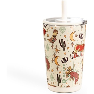 HydroJug Everyday Tumbler 14 oz, Ceramic-Lined Straw Cup, Football(Rodeo)