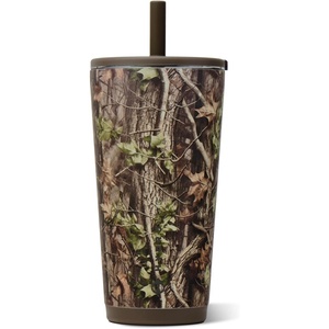 HydroJug Everyday Tumbler 14 oz, Ceramic-Lined Straw Cup, Football(Woodland)